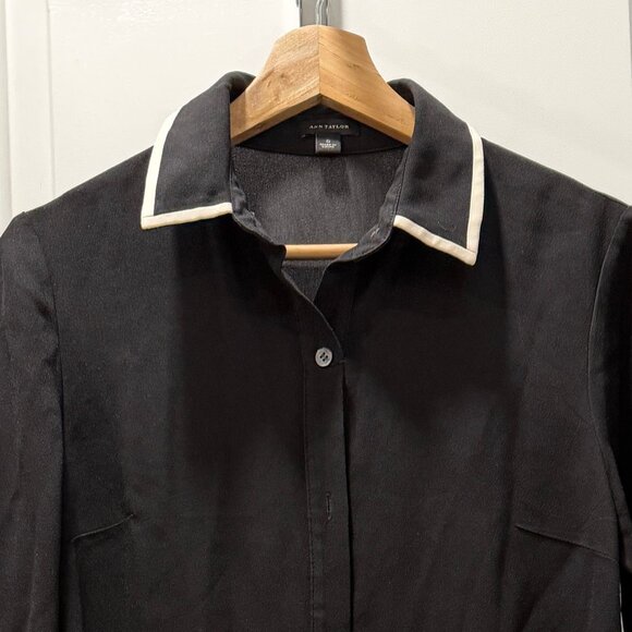 Ann Taylor | Black shirt dress with white accents - Picture 3 of 3